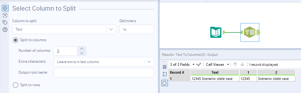 Split a column by format or first space. - Alteryx