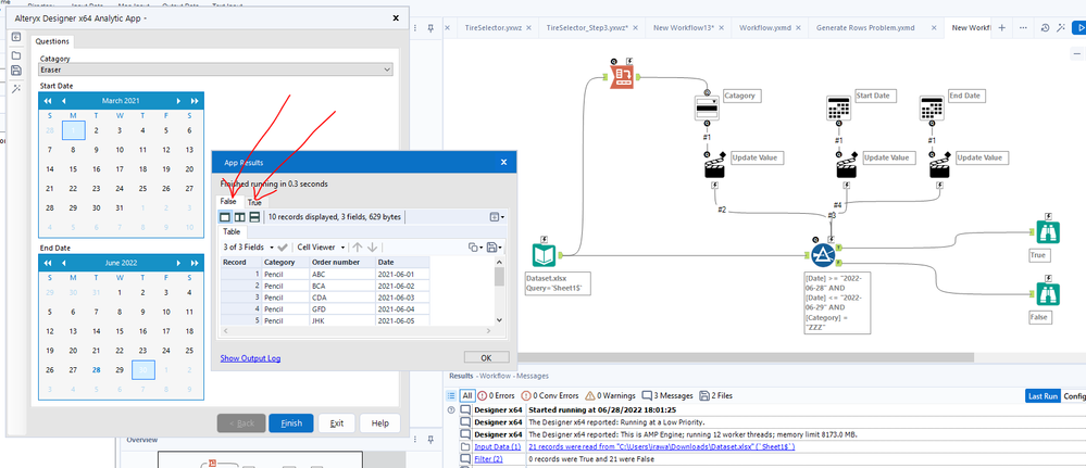 Analtical App for filter and drop down - Alteryx