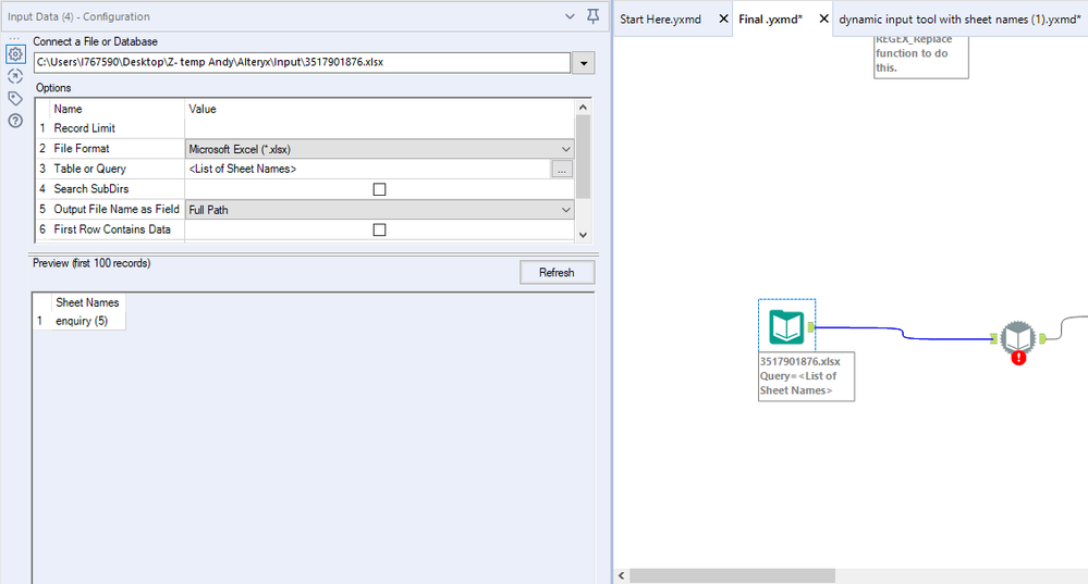 How to input data regardless of the sheet name? / file name - Alteryx