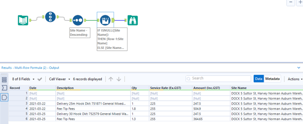 Fill up values: Multi Row formula tool does not work? - Alteryx