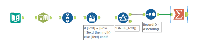 Remove duplicated string when duplicate follows immediately. - Alteryx