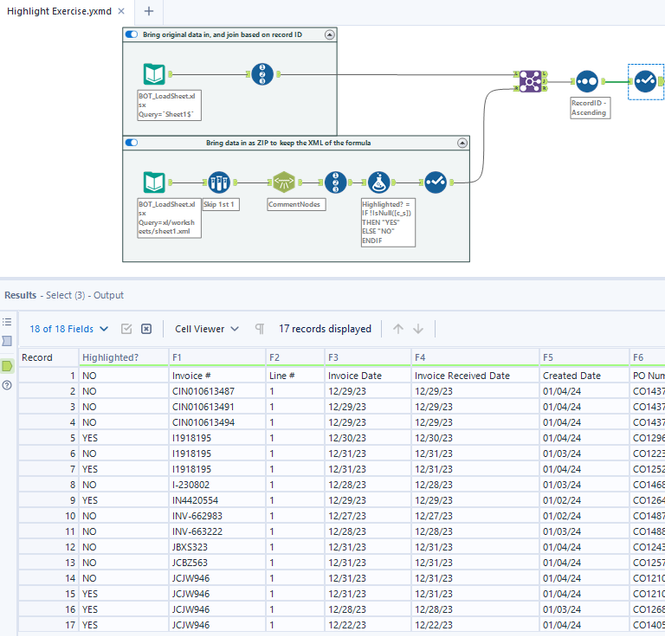 Validating and filtering excel data based on color - Alteryx