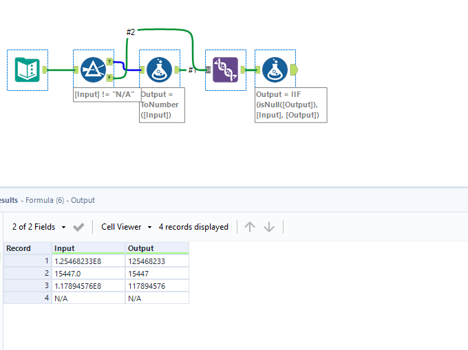 How to format a column into numbers but ignore any strings? - Alteryx