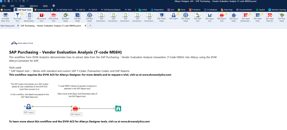 SAP Purchasing - Vendor Evaluation Analysis (T-code ME6H) - Alteryx