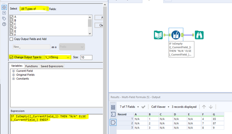 Update several fields within certain rows - Alteryx