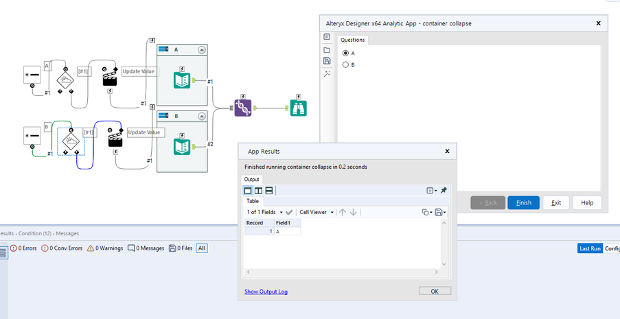 Run Container based on Conditions and additional parameters - Alteryx