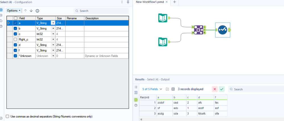 remove column in Table B based on Table A's column - Alteryx