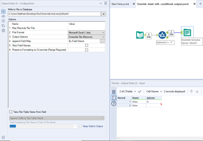 Removing rows with specific condition on excel output - Alteryx