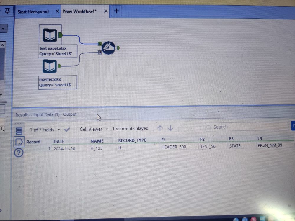 Dynamic Rename Tool Dynamic Rename Column based on Master excel - Alteryx