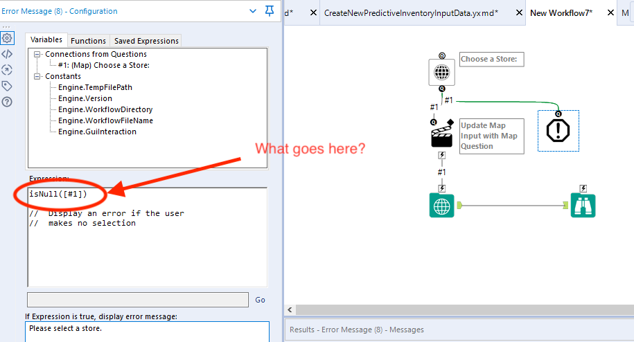 How to use an Error Message tool with a Map interface tool - Alteryx