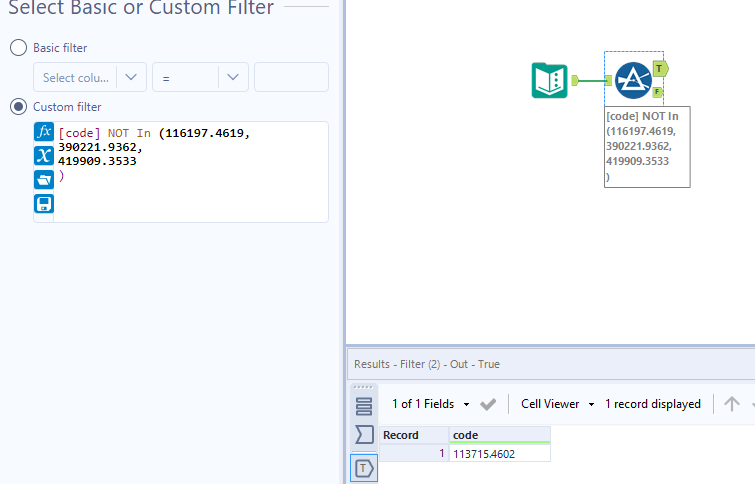 Filtering out specific values in a field - Alteryx