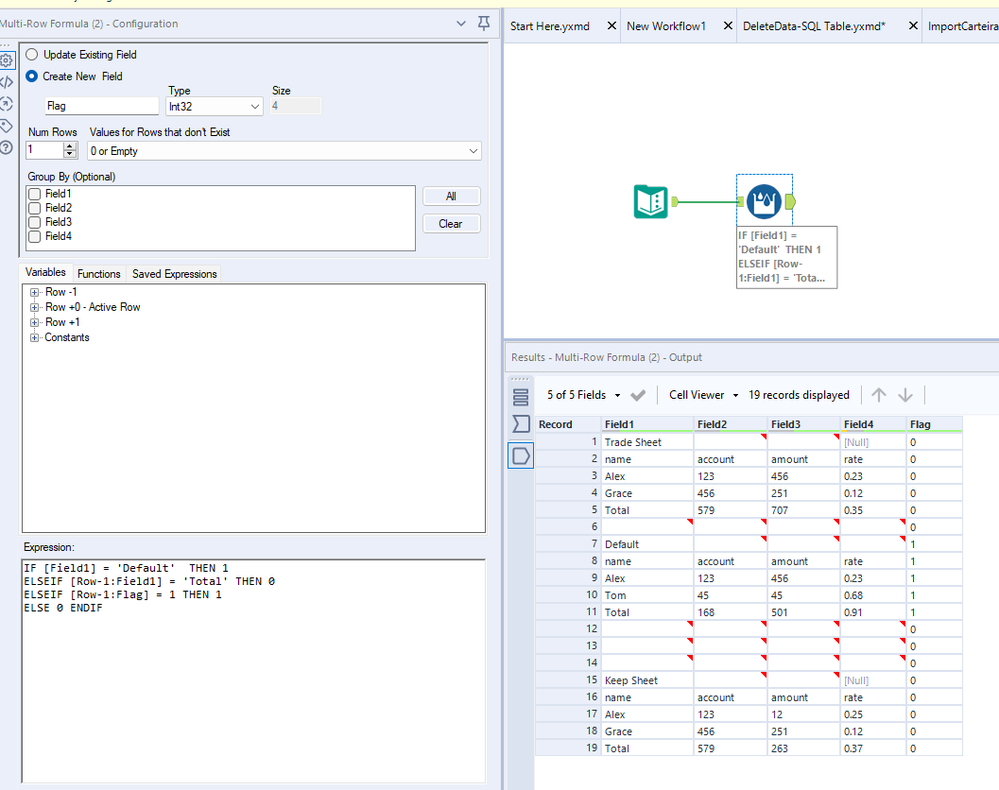 Create flag to extract the table from multiple tables - Alteryx