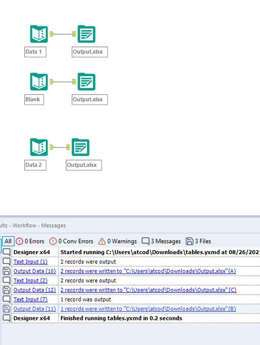 Single output | Different sheets - Alteryx