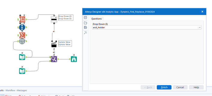 How to set dynamic field to be "replaced and found" - Alteryx