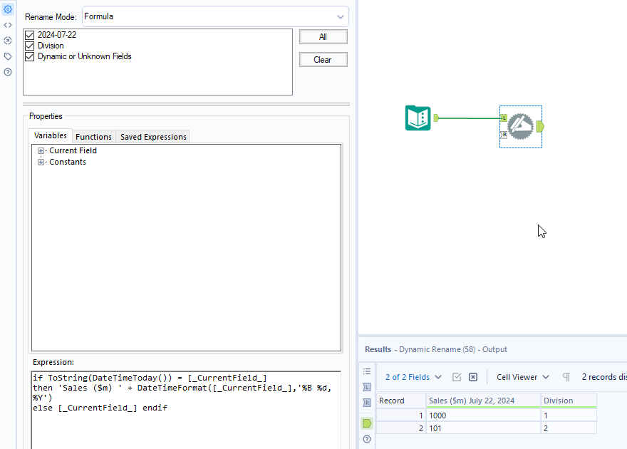 Dynamic Renaming For Header Renaming - Alteryx