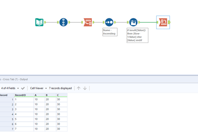 Multi row formula to multiple columns - Alteryx