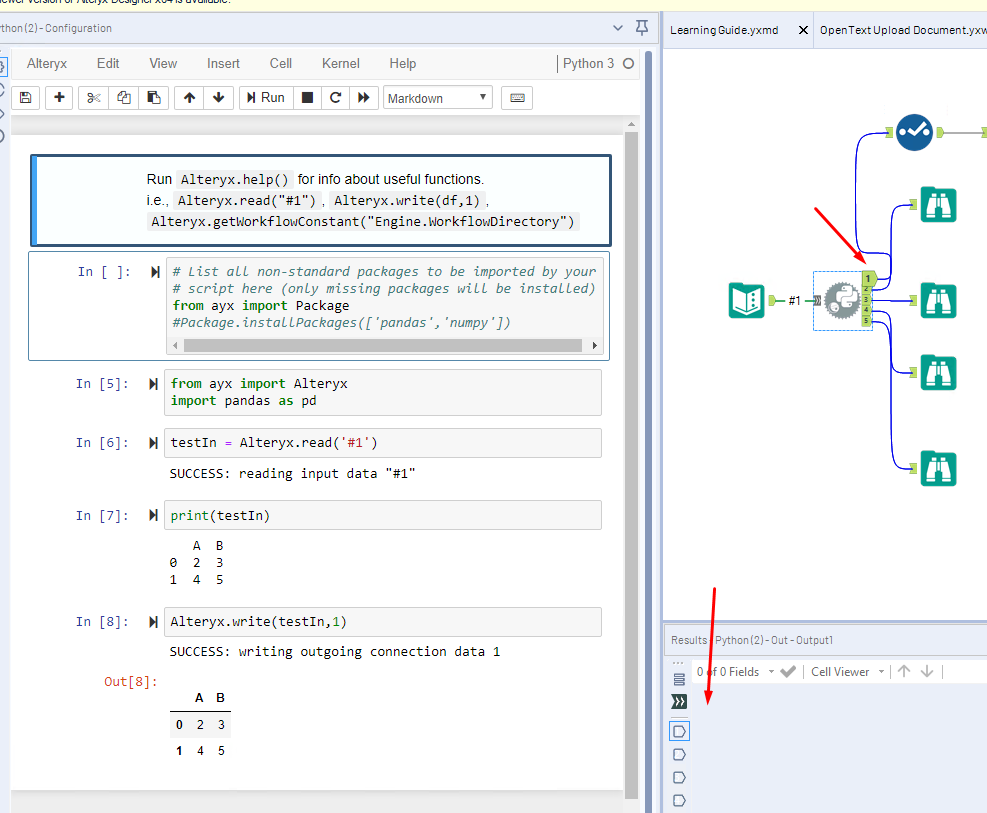 Python Output not Working - There is no valid metadata for the outgoing ...
