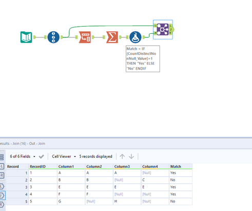 Matching Multiple Columns with Nulls - Alteryx