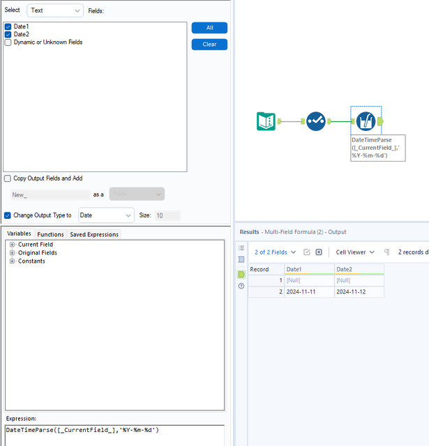 Date Data Type Changes - Alteryx