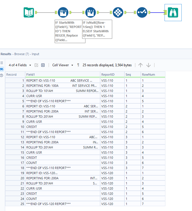 Select inbetween rows based on condition - Alteryx