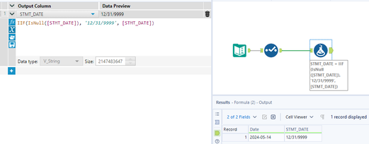 Formula to populate null rows with specific output - Alteryx