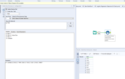 Fill empty cells with the the information from the row below!! - Alteryx