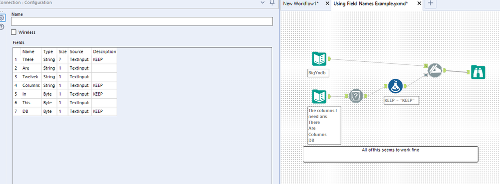 Using Field Info to select columns - Alteryx