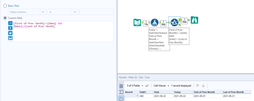 Formula to pull previous month data - Alteryx