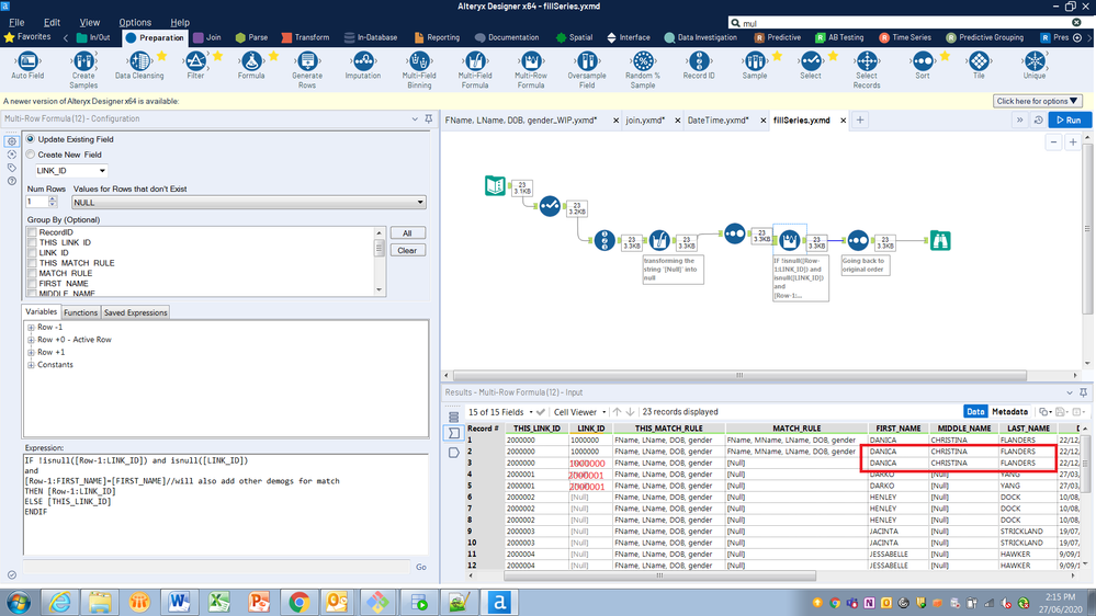 Fill as series down if not exists - multi-row tool - Alteryx