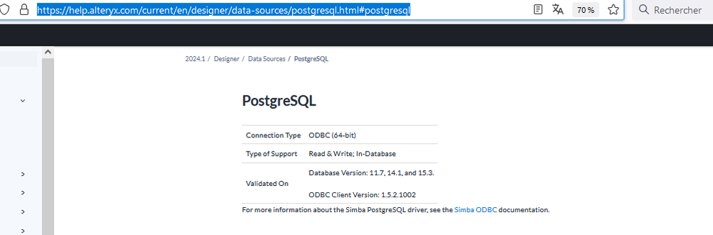 Support postgresql official ODBC Driver - Alteryx