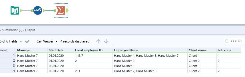 Combine rows if two columns contains same data - Alteryx