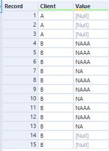 How to fill in fields above/below and leave last row empty after the ...