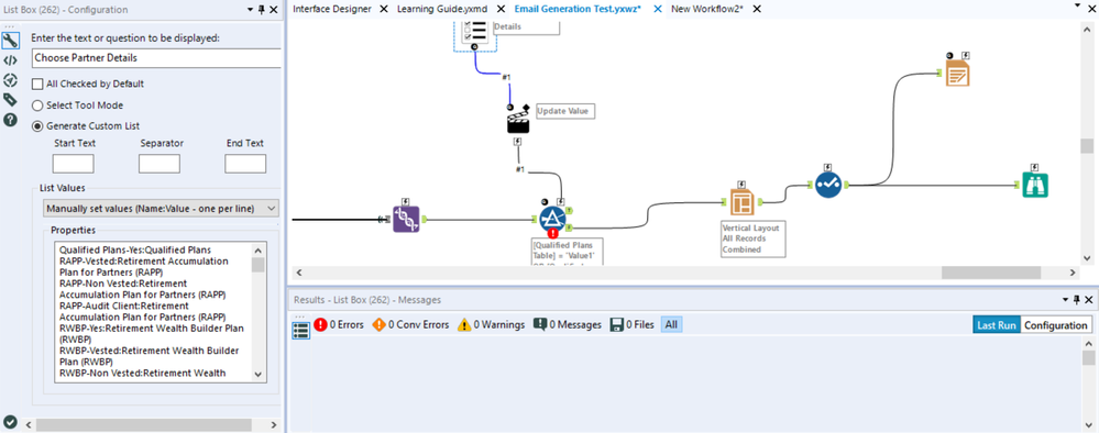 List Box Tool Configuration - Alteryx