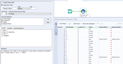 how to use Multi Row Formula based on ID and Status - Alteryx