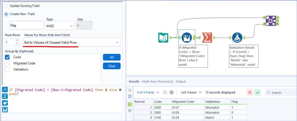 Data validation in two columns - Alteryx