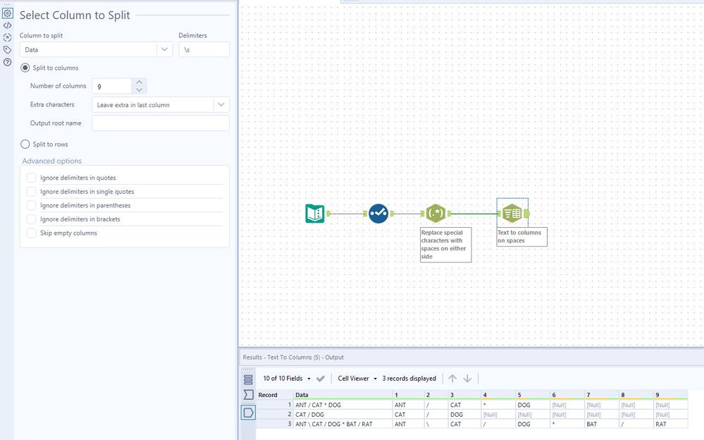 Split column using RegEx (string and special characters) - Alteryx