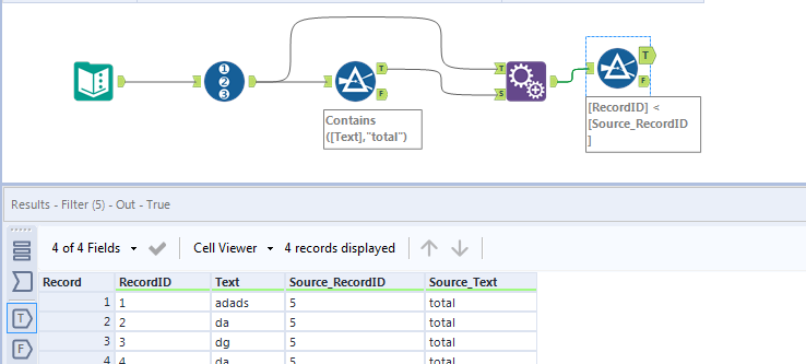 Remove rows after a specific text - Alteryx