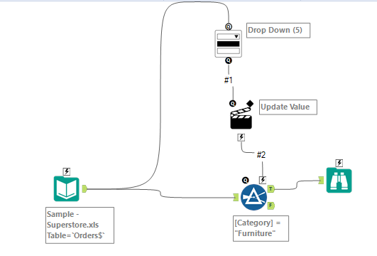 Input to Drop Down Interface from Other tools - Alteryx