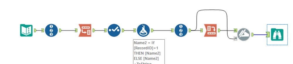 Multiple rows and columns to single row - Alteryx