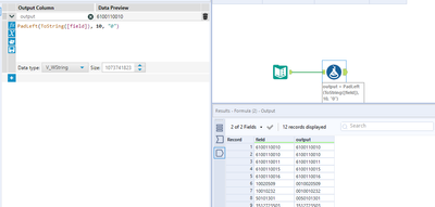 ADDING ZEROS TO A COLUMN - Alteryx