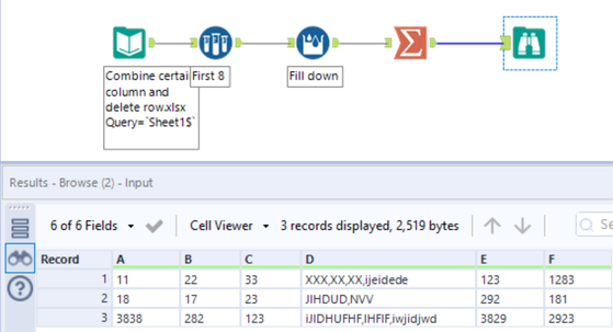 Combine different row data for certain column and delete the row - Alteryx