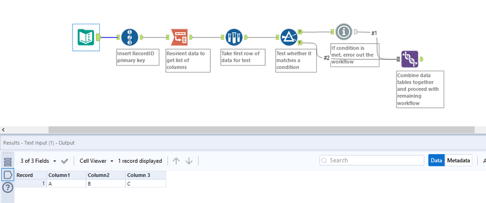 Error message on selecting wrong input file - Alteryx