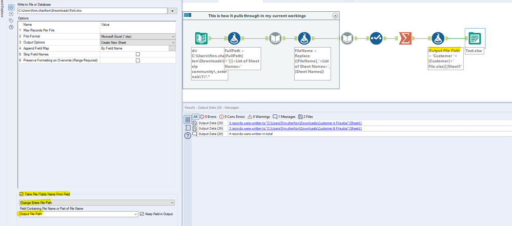 Run the same workflow for multiple files & output to different files ...