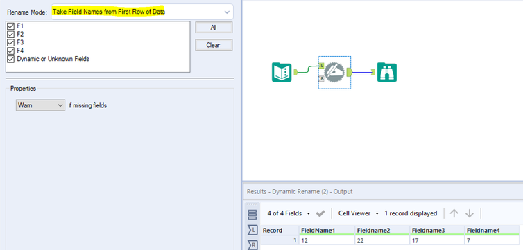 Converting first row of data into column(Field) names - Alteryx