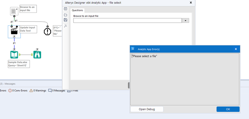 Display message to ask input on error - Alteryx