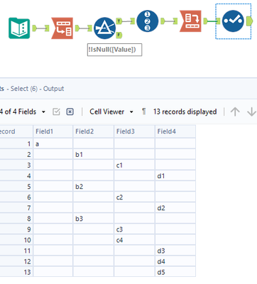 How to insert rows and shift value down. - Alteryx