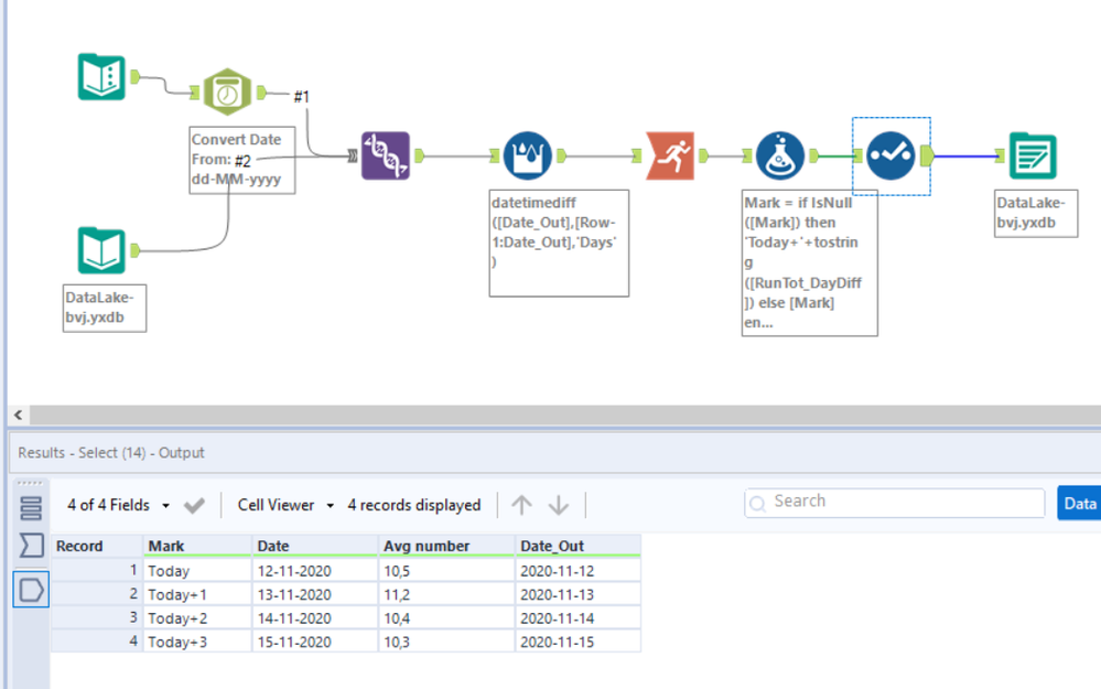 How to generate a new record with the date of the current day - Alteryx