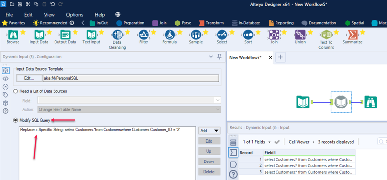 Help in creating a dynamic query for the database tools - Alteryx