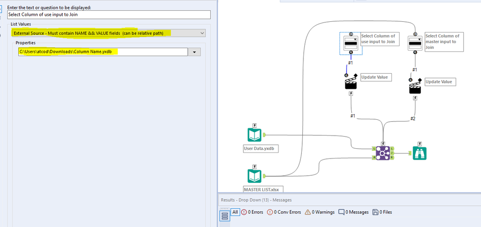 JOIN DATA BY USER SELECTION FIELDS - Alteryx
