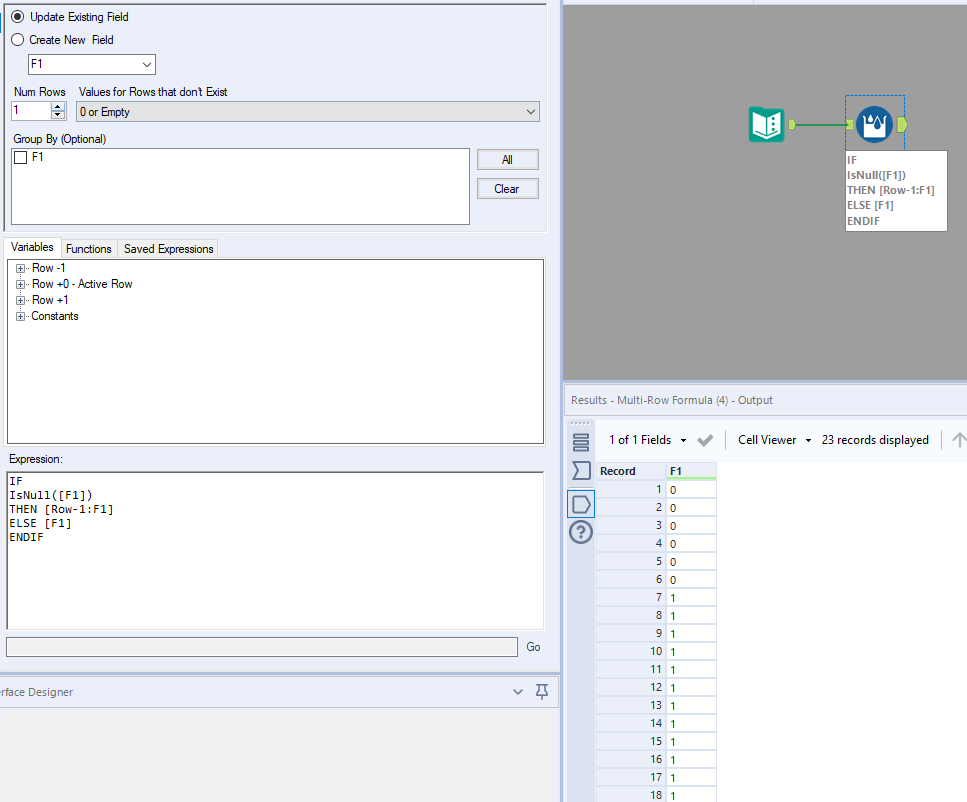 How to fill in data inbetween two values with a multi row formula but ...